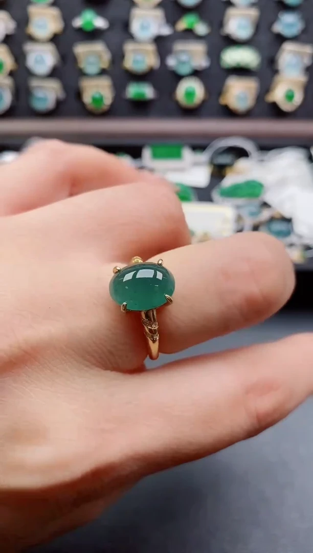 银S925镶嵌戒指翡翠1