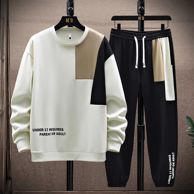 男士长袖卫衣套装2025春秋季新款韩版潮流时尚百搭圆领休闲两件套