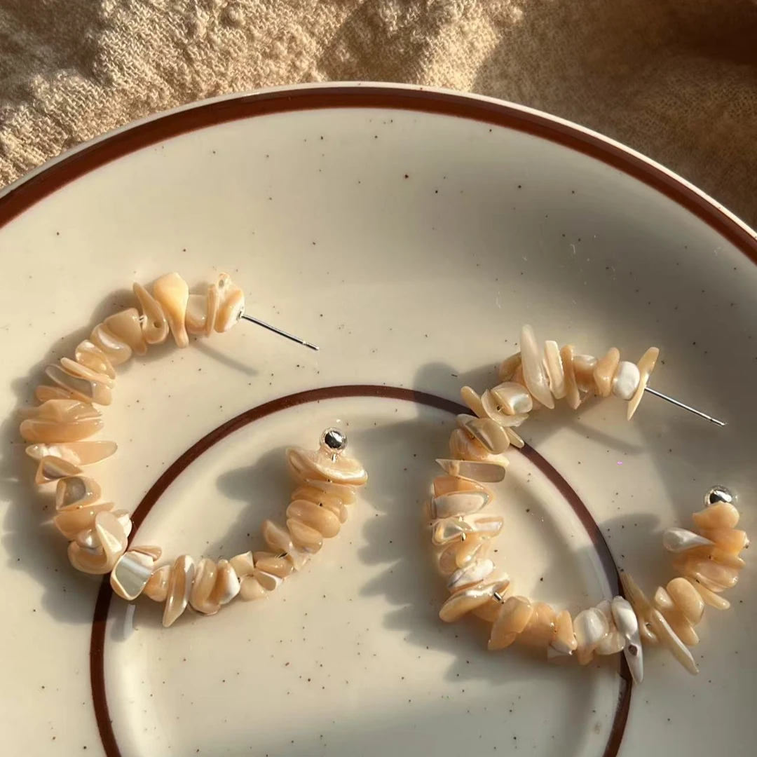 合金耳饰 SITUOO饰图小众设计款“珊瑚”个性不规则贝壳耳饰复古