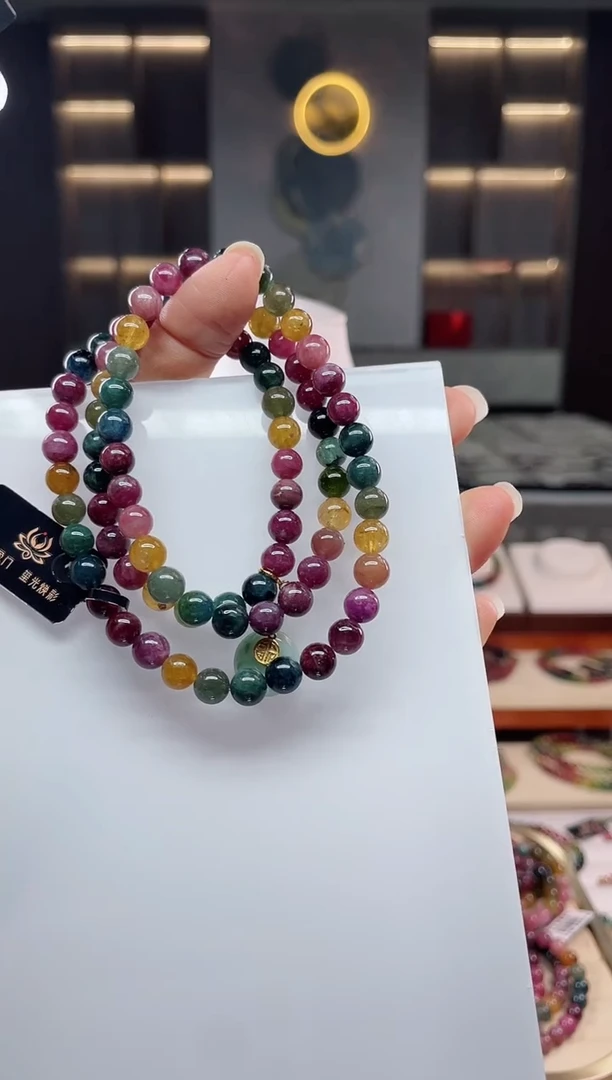 未镶嵌老矿碧玺三圈手串6mm+碧玺（多样性发一条）Q