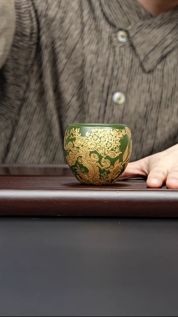 茶壶紫砂宜兴紫砂 花开富贵绿泥150cc