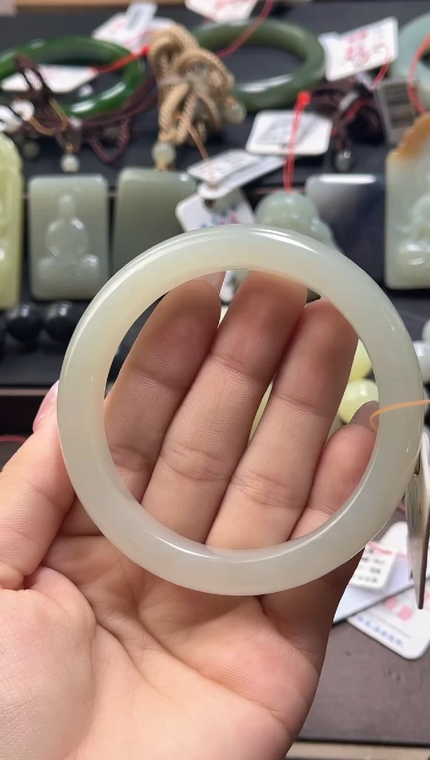 未镶嵌手镯和田玉青海青白 56+圈 9014392