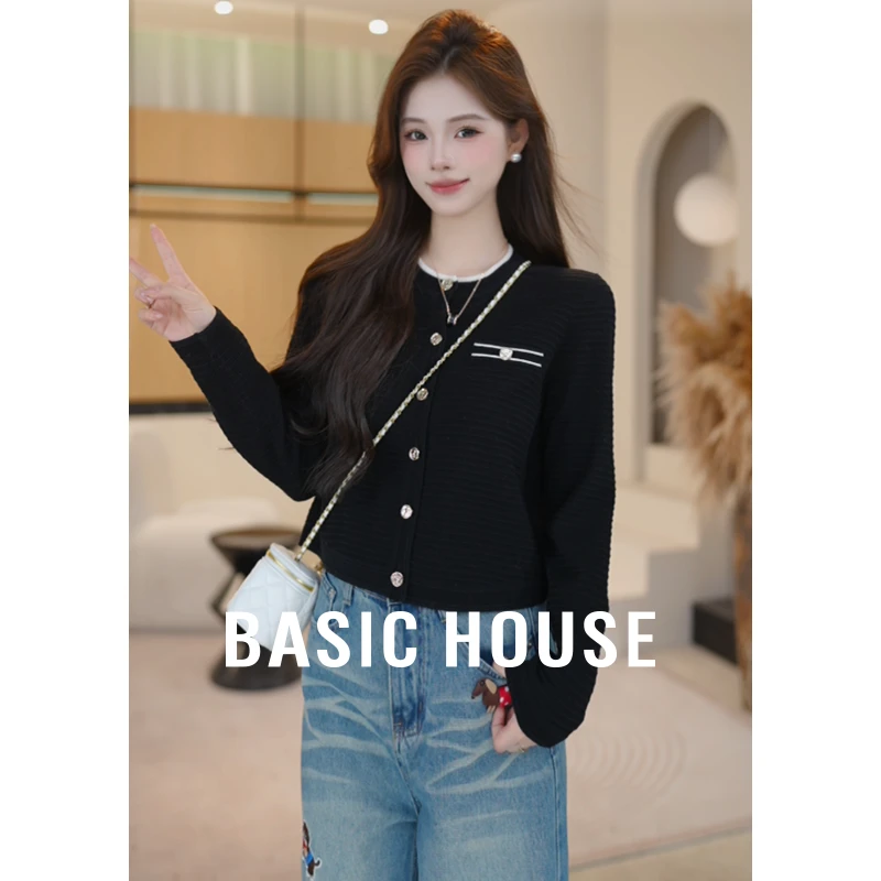 Basic House/百家好秋季新款小香风显瘦气质针织衫B1195B50A12