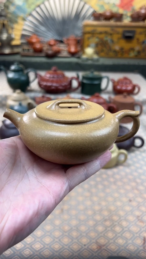 茶壶紫砂七彩段平盖石瓢壶200CC