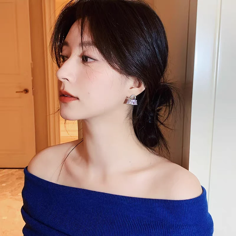 合金锆石耳饰 合金包包造型耳饰女小众轻奢高级感时尚百搭耳