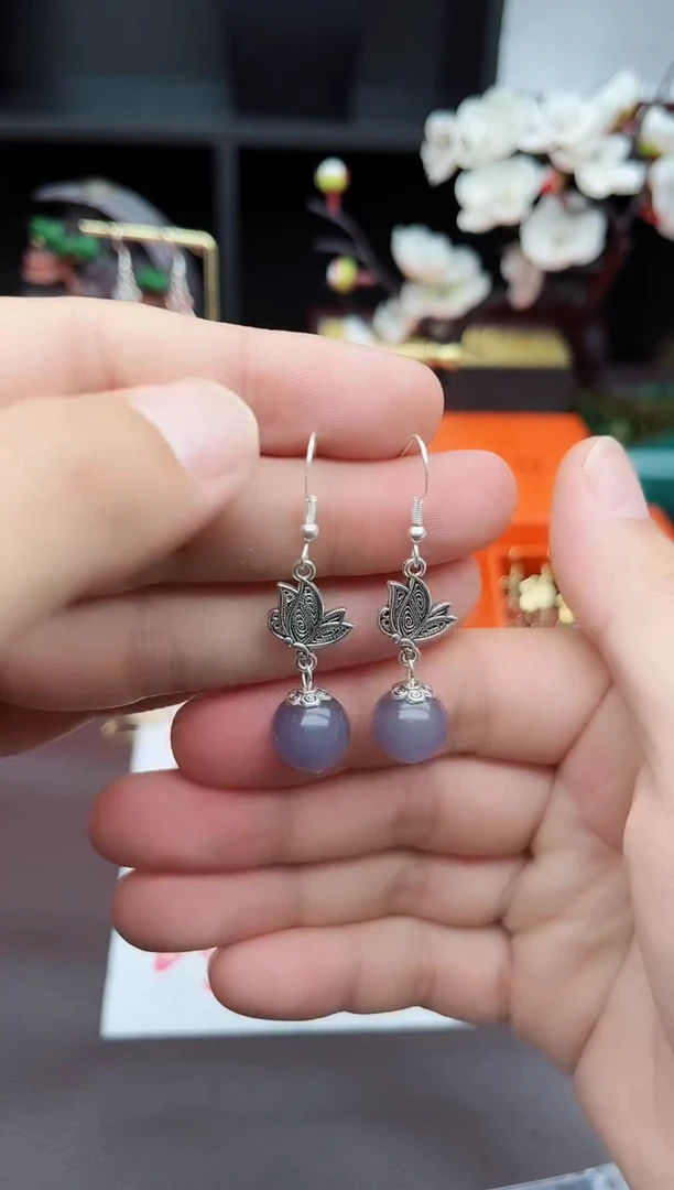 玛瑙/玉髓耳饰银S925镶嵌231000