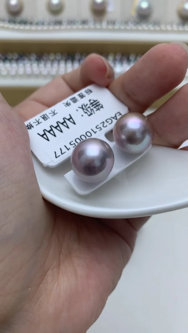 银S925镶嵌耳饰淡水珍珠玉*宝q42