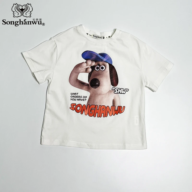 松韩屋童装原创品牌男童休闲宽松型短袖夏季印花T恤百搭  110号