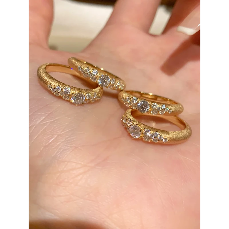 铜合金戒指 散落星河拉丝繁花戒指女中古风轻奢高级感气质老钱风