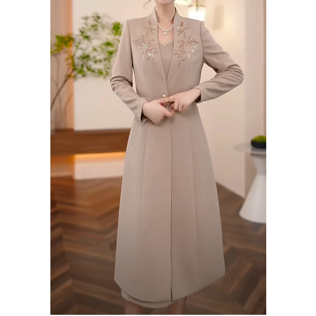 【晨薇女装】9101秋季穿搭新款时尚两件套连衣裙遮肚子显瘦洋气