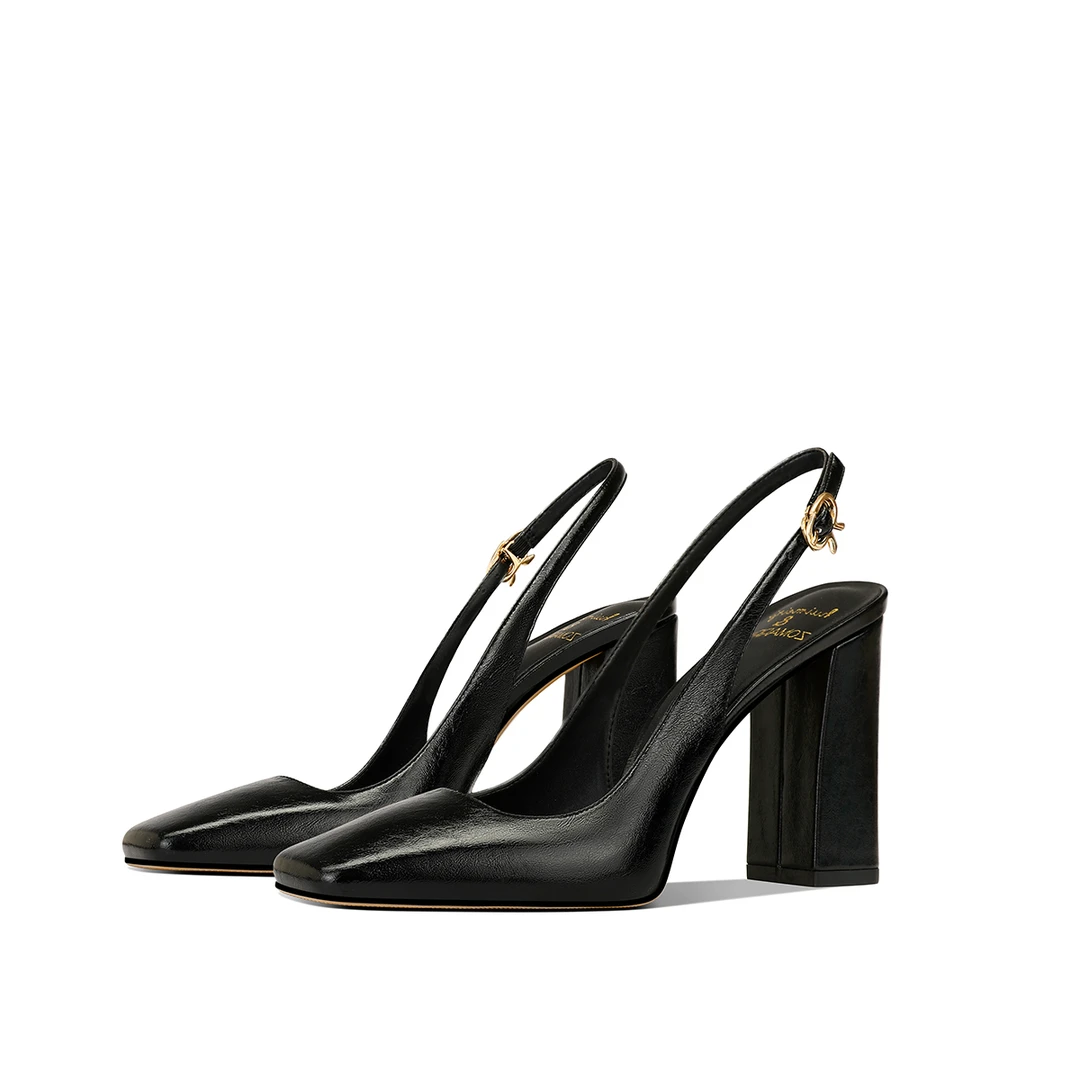 2025秋季新款法式名媛高级感粗跟百搭方头气质高跟鞋女设计感小众