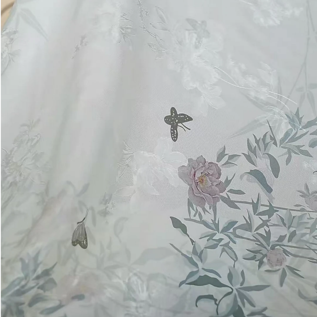 【A107】竹枝芍药布料-（定制商品）