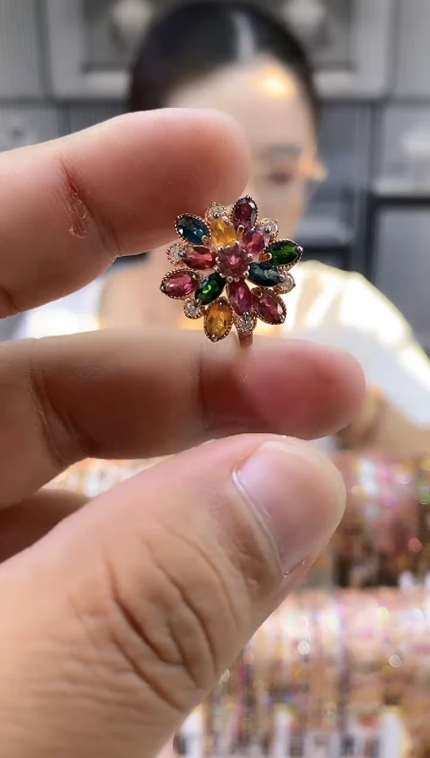 银S925镶嵌戒指碧玺3524354354354354