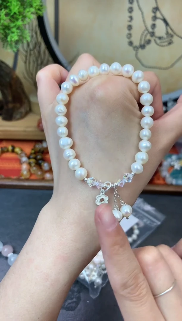【闪购商品】淡水珍珠手绳银S925镶嵌1381