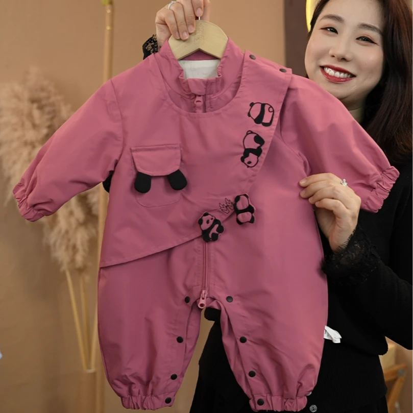 2025春季新款休闲风运动风哈衣幼儿男女童婴儿连体裤冲锋爬爬服