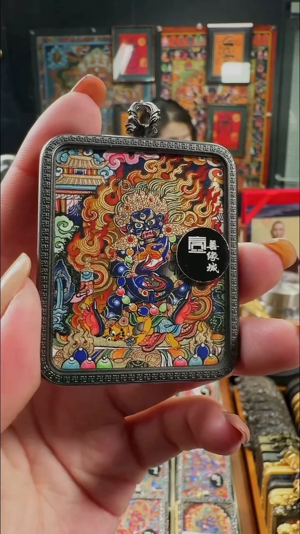 吊坠曼*罗壹善缘城手绘唐卡黑C