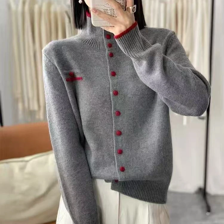 韩系立领毛衣外套女春装2025新款时尚洋气针织开衫春秋款穿搭上衣