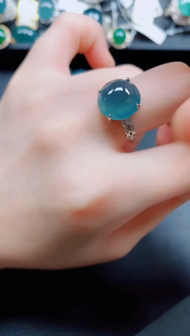 翡翠戒指银S925镶嵌翡翠