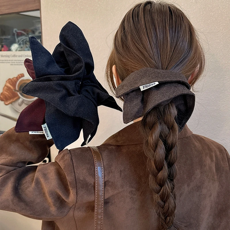 简约百搭方巾大肠发圈复古头绳女2025新款高弹力扎马尾皮筋扎头发