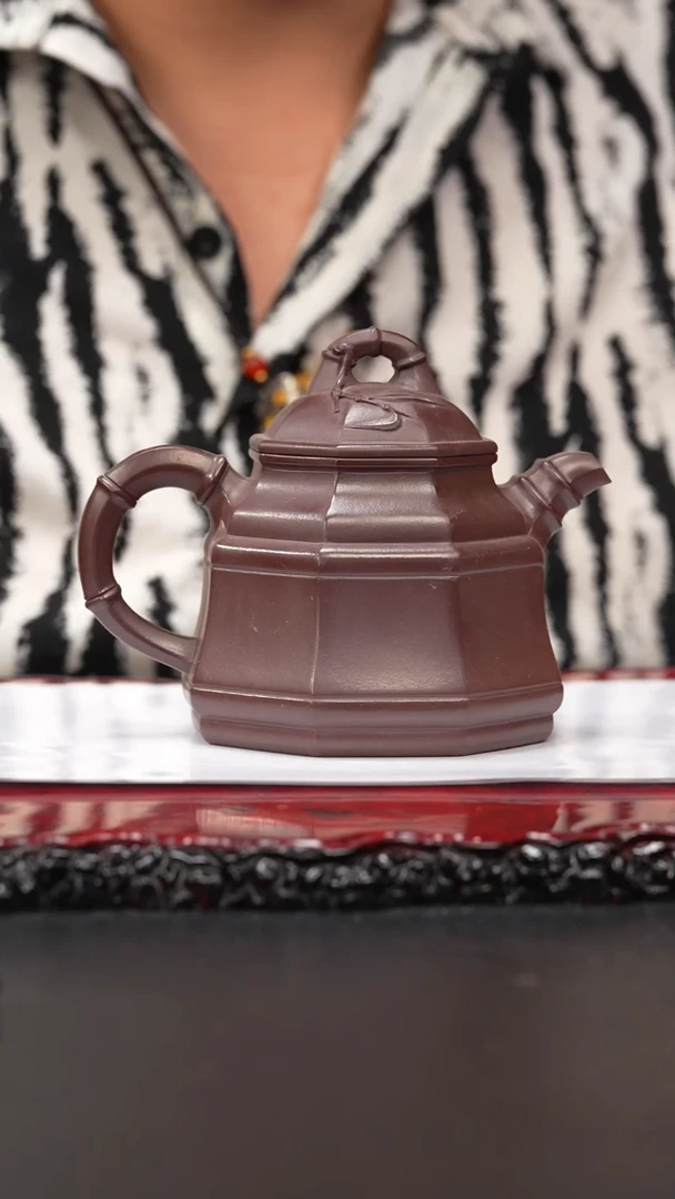 茶壶紫砂5 6八方竹鼎,FXF,大生紫泥