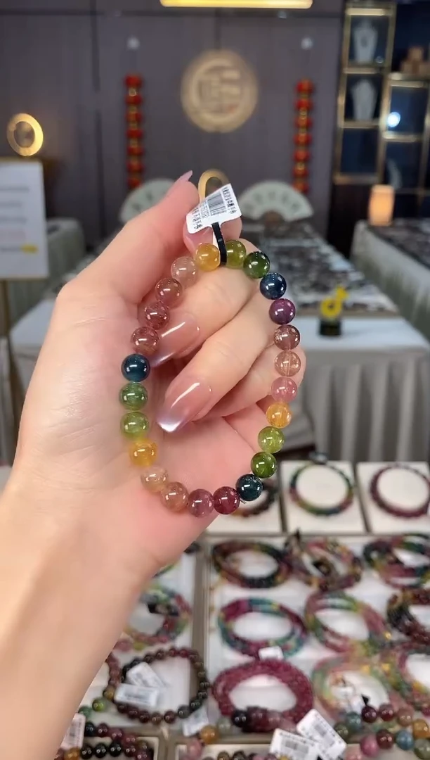 未镶嵌老矿碧玺彩虹单圈手串7mm+碧玺hon多样性发一条带证书