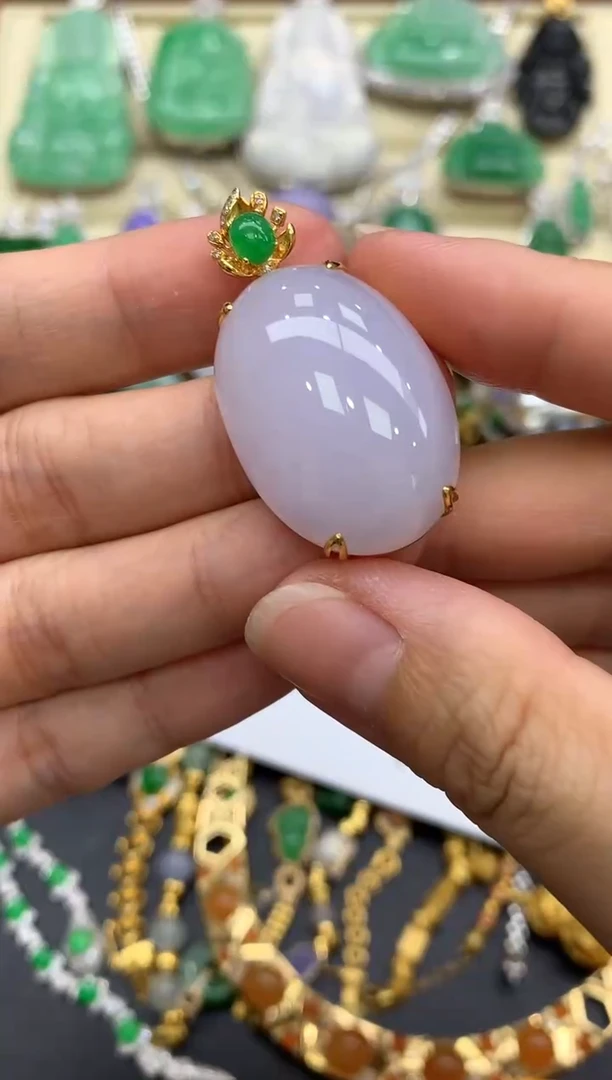 翡翠18K金镶嵌颈饰299-中国好珍宝