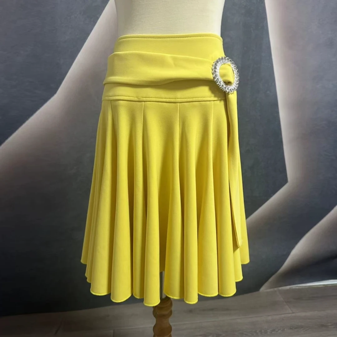 【浩婷雪娟】单飘带圆卡扣开衩压钻半裙（裙长48cm 哥弟料）时尚女士