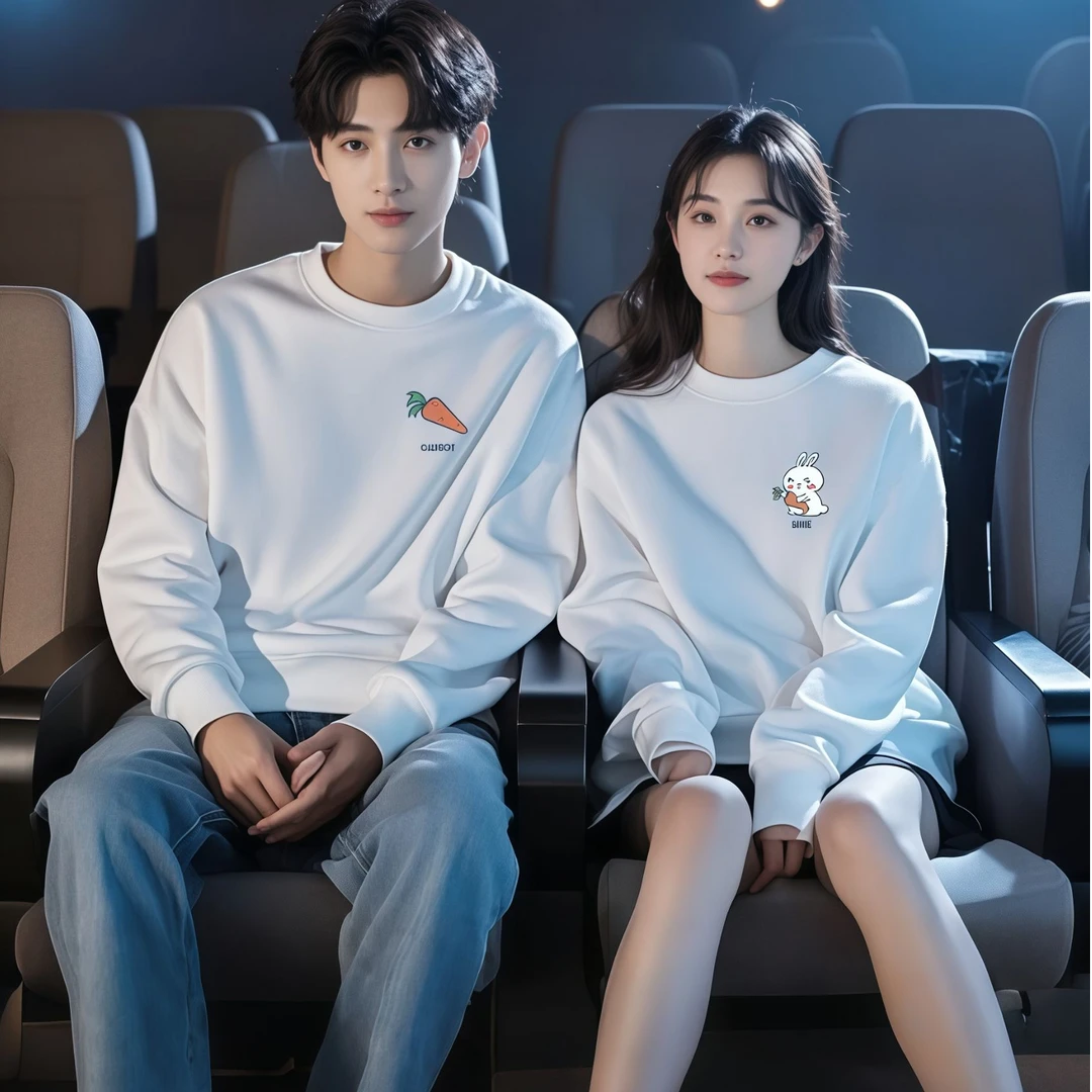 【两件装】兔子萝卜圆领情侣装保暖卫衣宽松加绒百搭时尚潮流秋冬