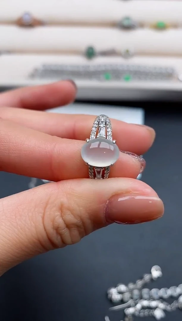 银S925镶嵌戒指翡翠888888+7