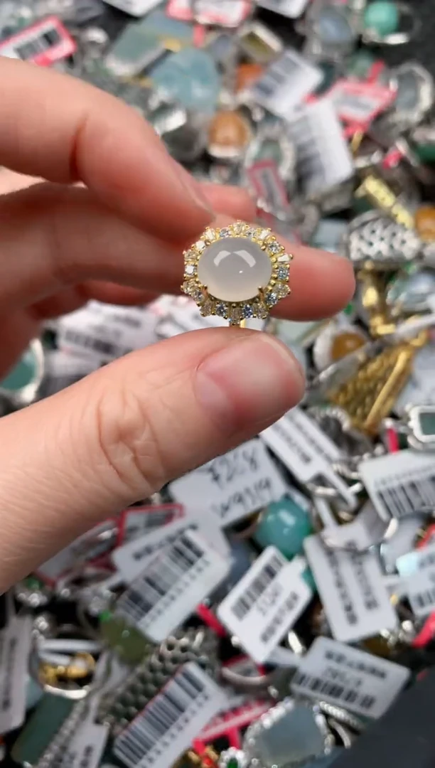 银S925镶嵌戒指翡翠888---1