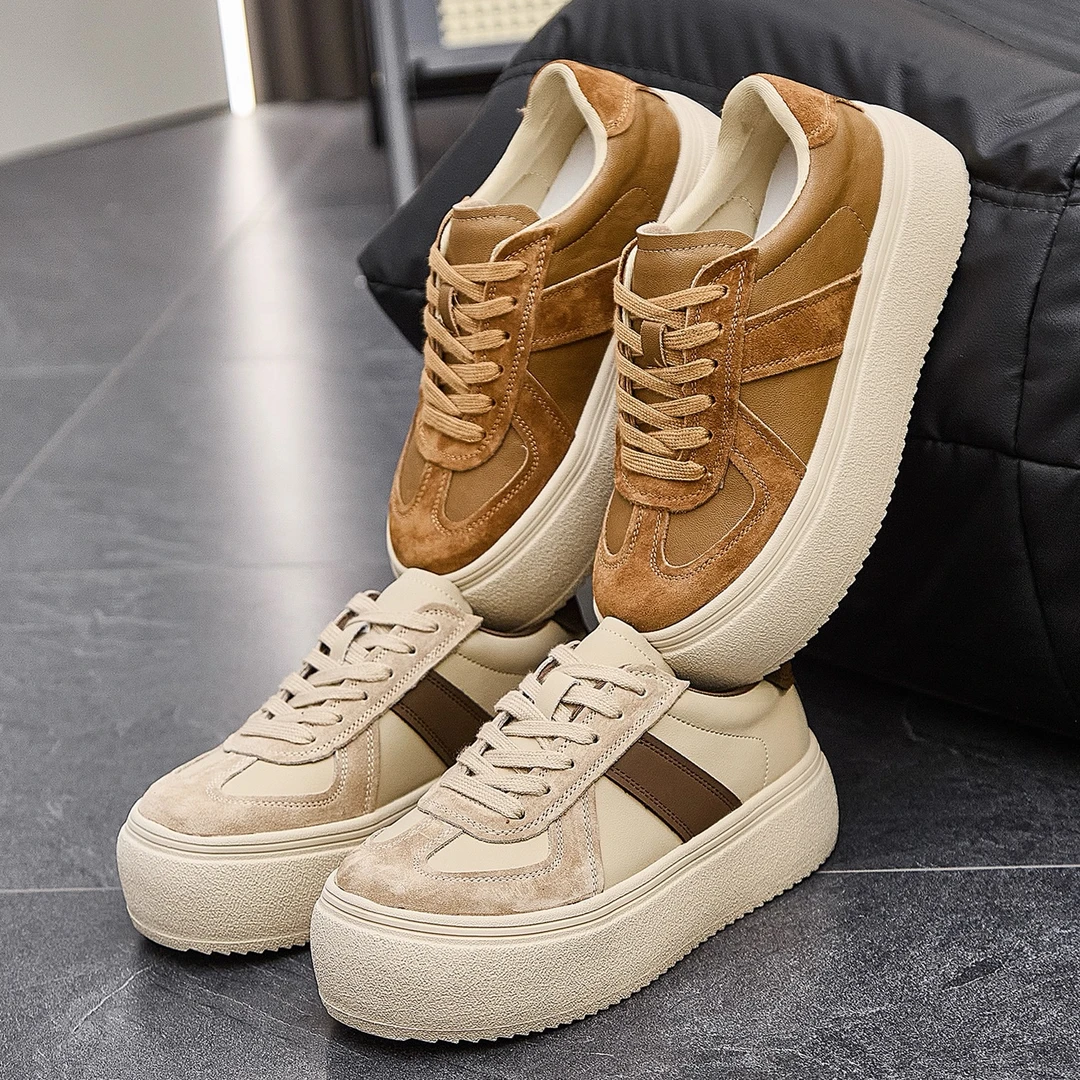 厚底真皮德训鞋女2026早春新款时尚百搭圆头休闲运动鞋RQDD 2803