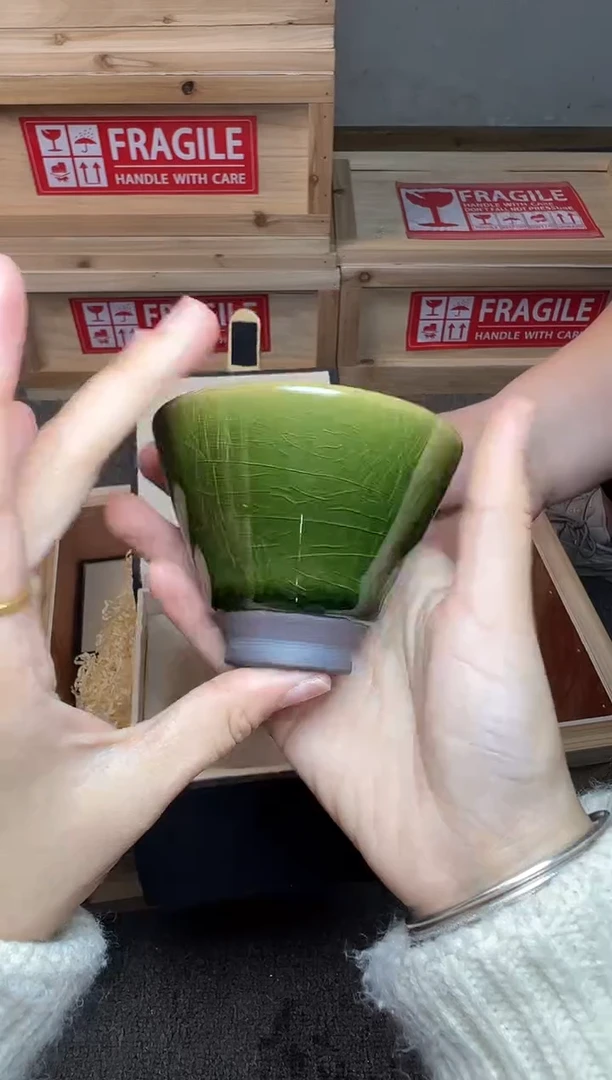 茶盏帝王绿 斗笠  建窑建盏主人杯