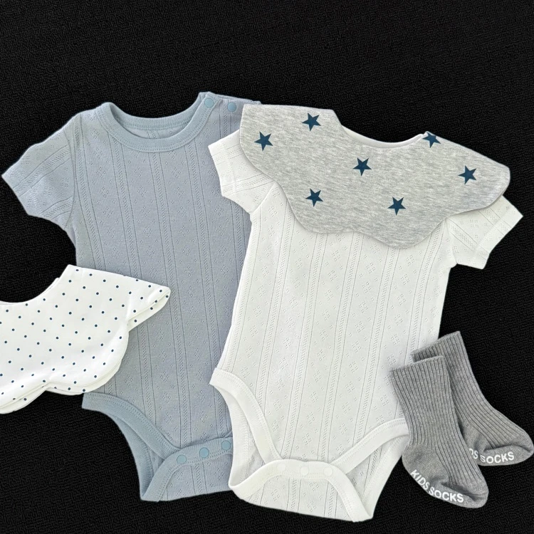 调色盘|Nubiluna提花短袖三角包屁衣爬爬服纯棉亲肤连体衣夏薄款