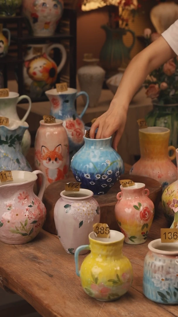 陶瓷363景德镇设计师手作花器摆件侘寂风