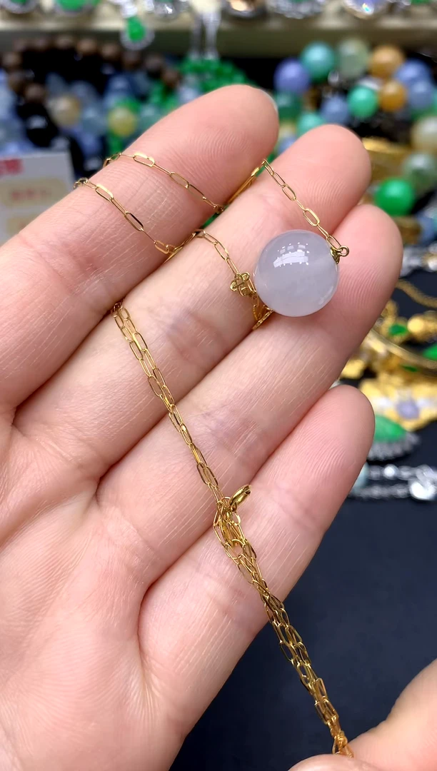 颈饰18K金镶嵌翡翠290-中国好珍宝