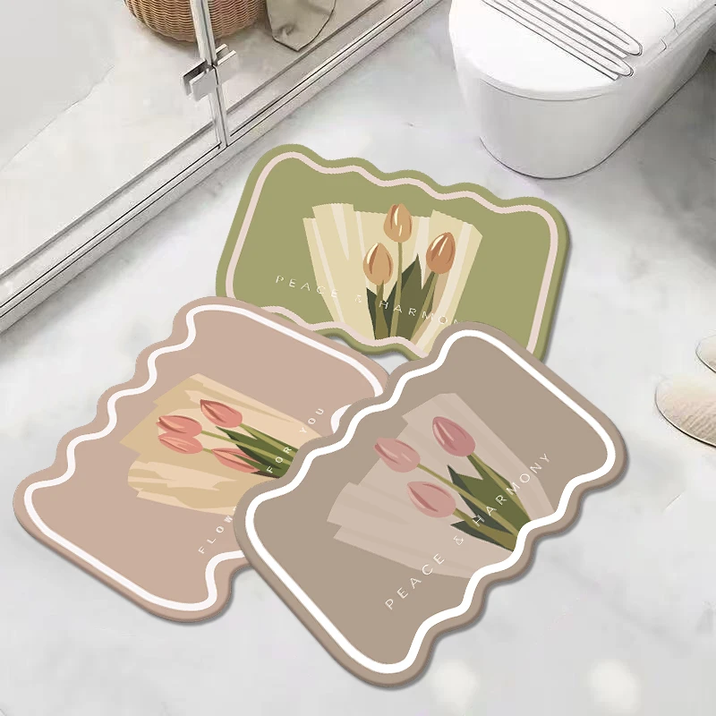 郁金香40*60CM三件装 防滑橡胶底门口吸水防滑厕所家用卫生间