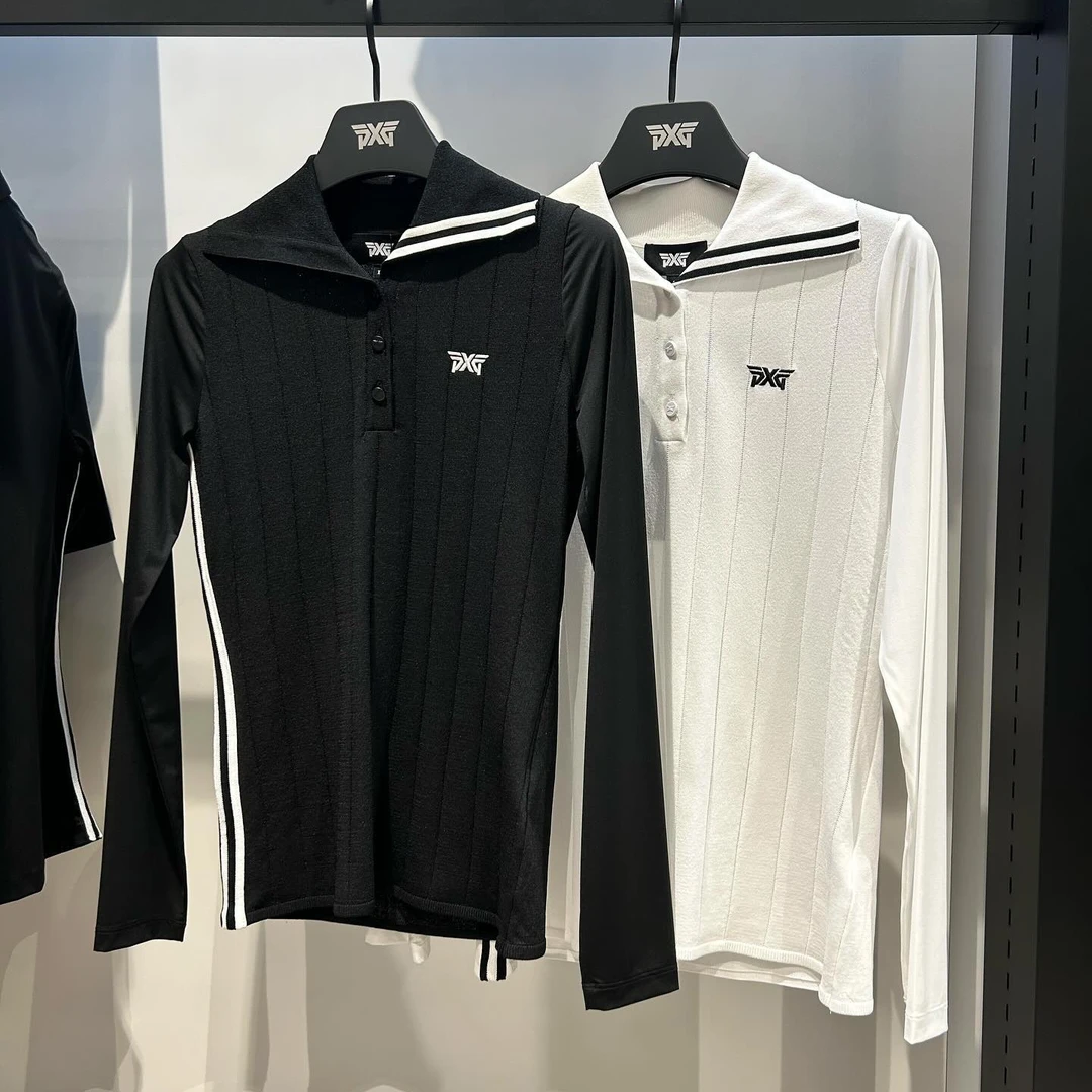 P家女士高尔夫防晒拼接针织上衣/高弹力透气/简约舒适显瘦轻盈