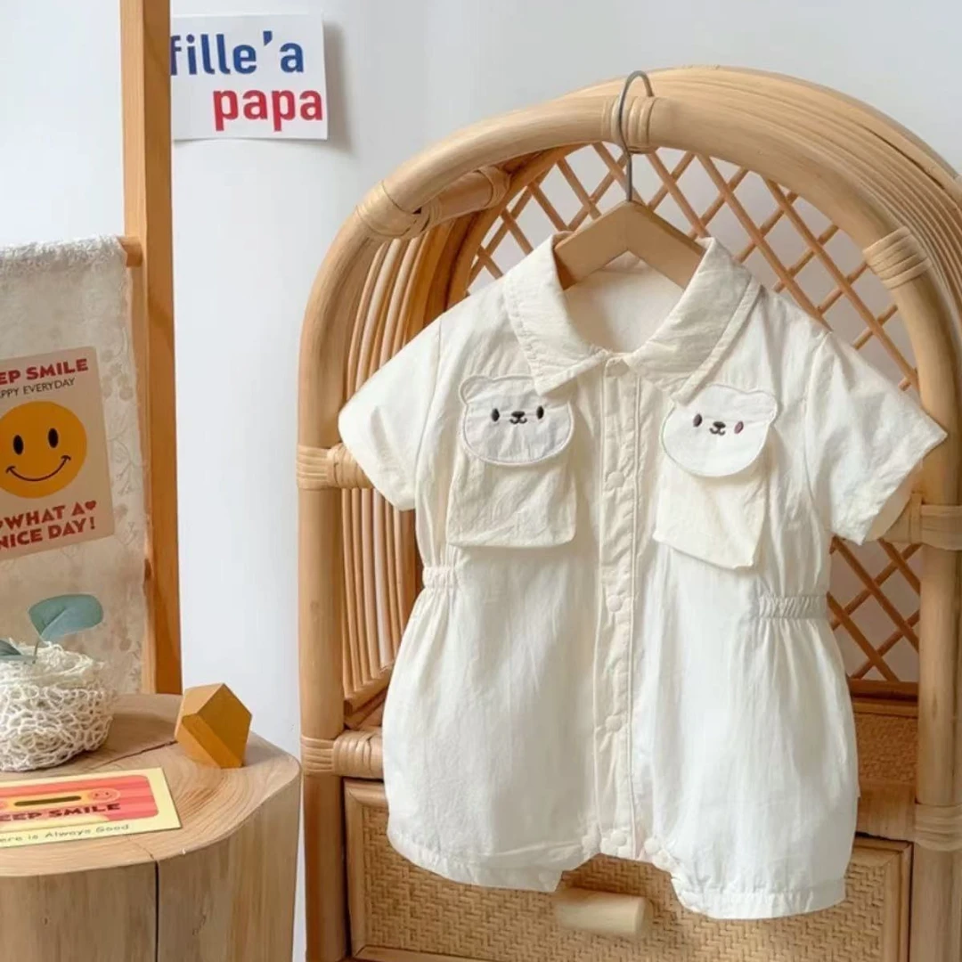 夏款婴儿衣服0-2岁男宝宝休闲短袖哈衣纯棉薄款a类爬服宝宝居家服