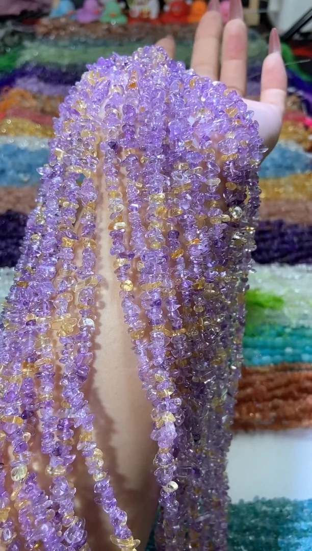 水晶珠宝半成品未镶嵌小紫黄晶