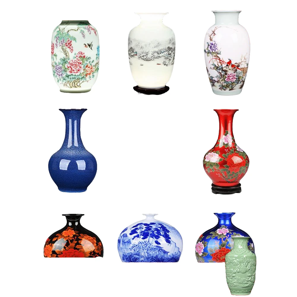 景德镇陶瓷器花瓶摆件客厅插花干花仿古中式家居电视柜装饰品瓷瓶