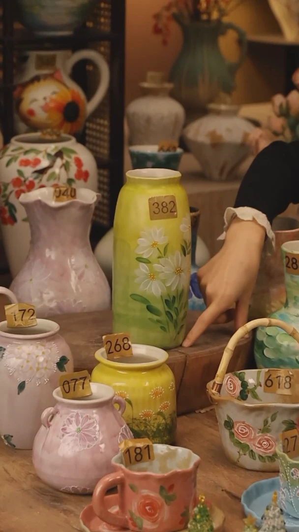 陶瓷景德镇设计师手作花器摆件侘寂风@M382@