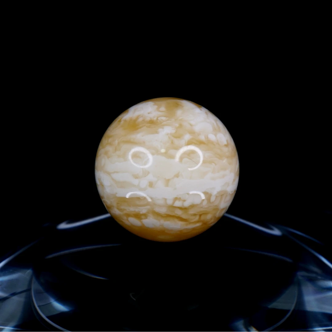 20.8mm金瓷白千层虎皮纹圆珠 天然琥珀蜜蜡高端手作文玩配饰