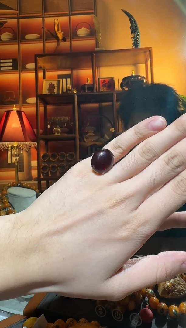 琥珀颈饰银S925镶嵌5466天然蜜蜡珠宝奇石