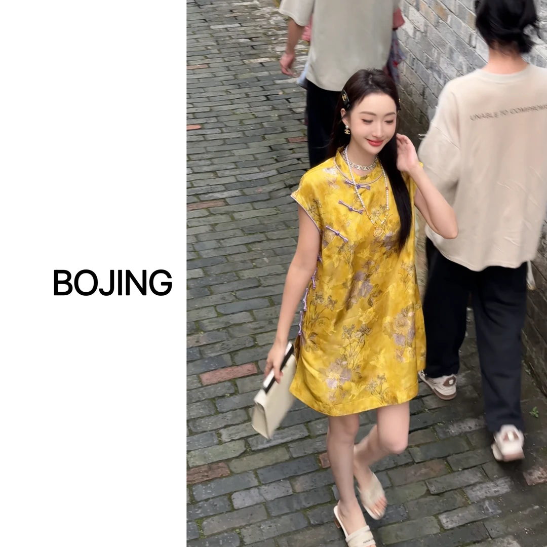 现货【多金】夏季新中式休闲百搭显瘦水墨印染国风上衣短裤套装