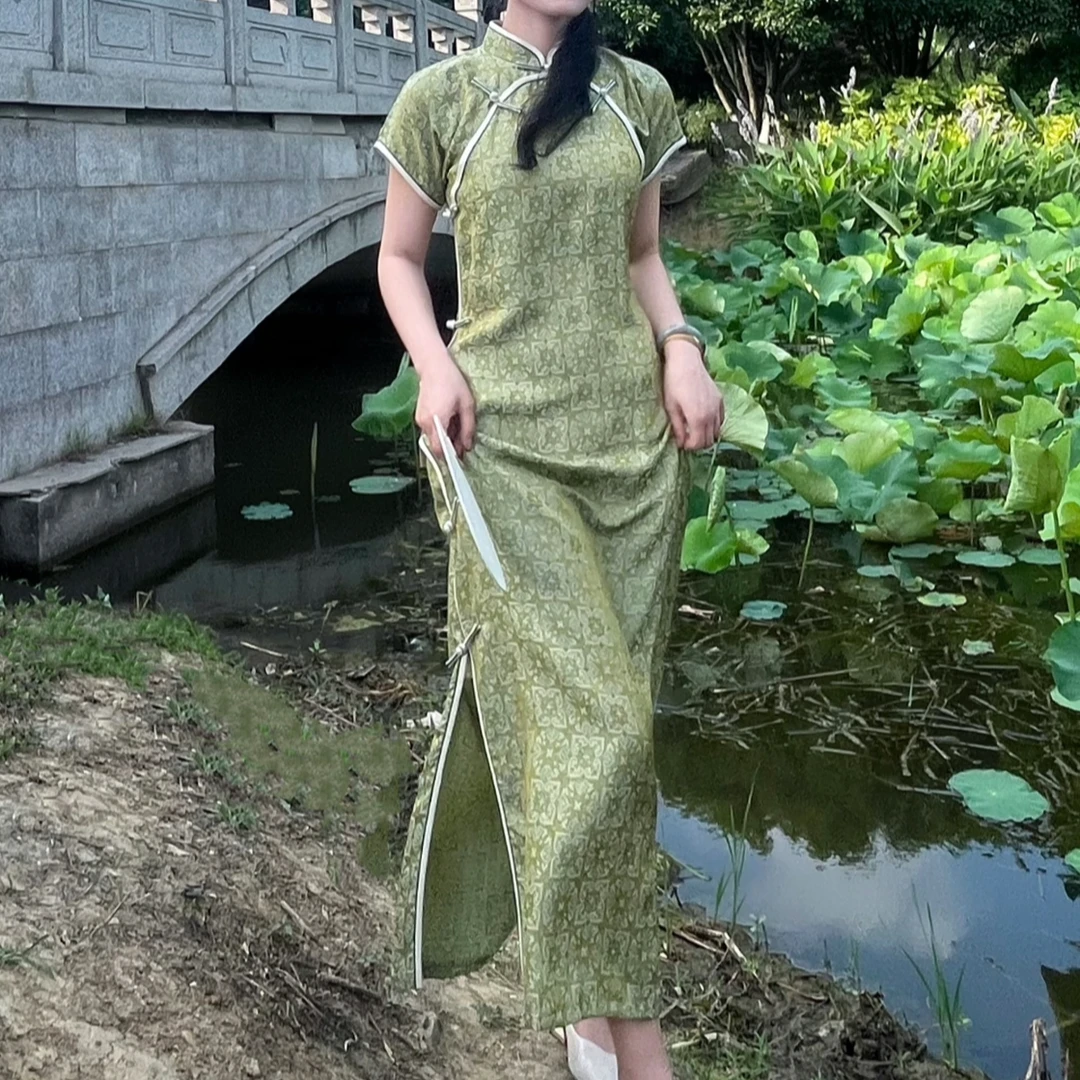 夏款（晴晴）苏州原创古法全开襟旗袍连衣裙日常可穿宽松遮肚子