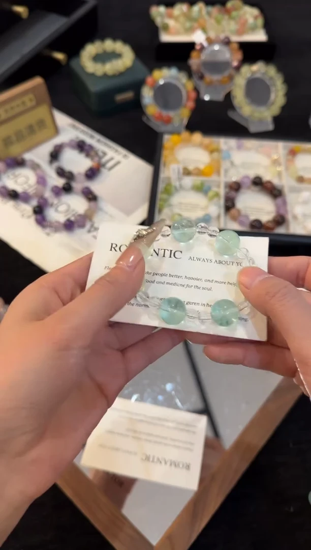 合金手链水晶绿萤石手链x3397