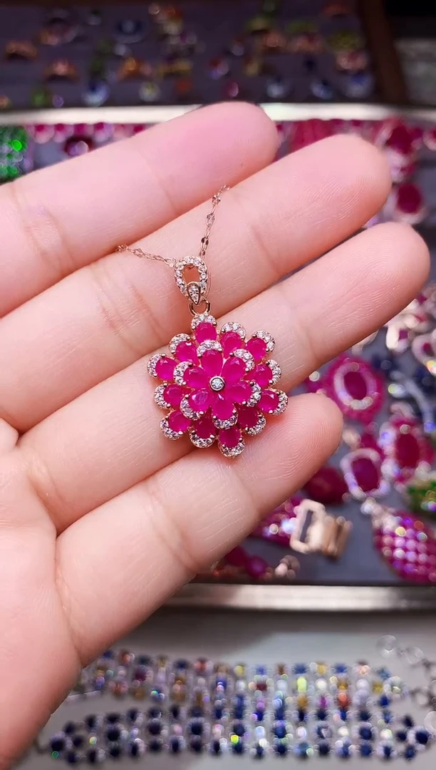 颈饰银S925镶嵌红宝石.....