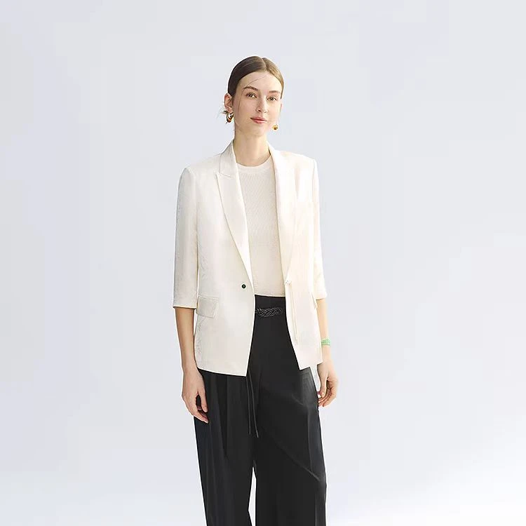 9643-新中式西装上新！春夏季古风提花盘口气质西服外套女（C仓）