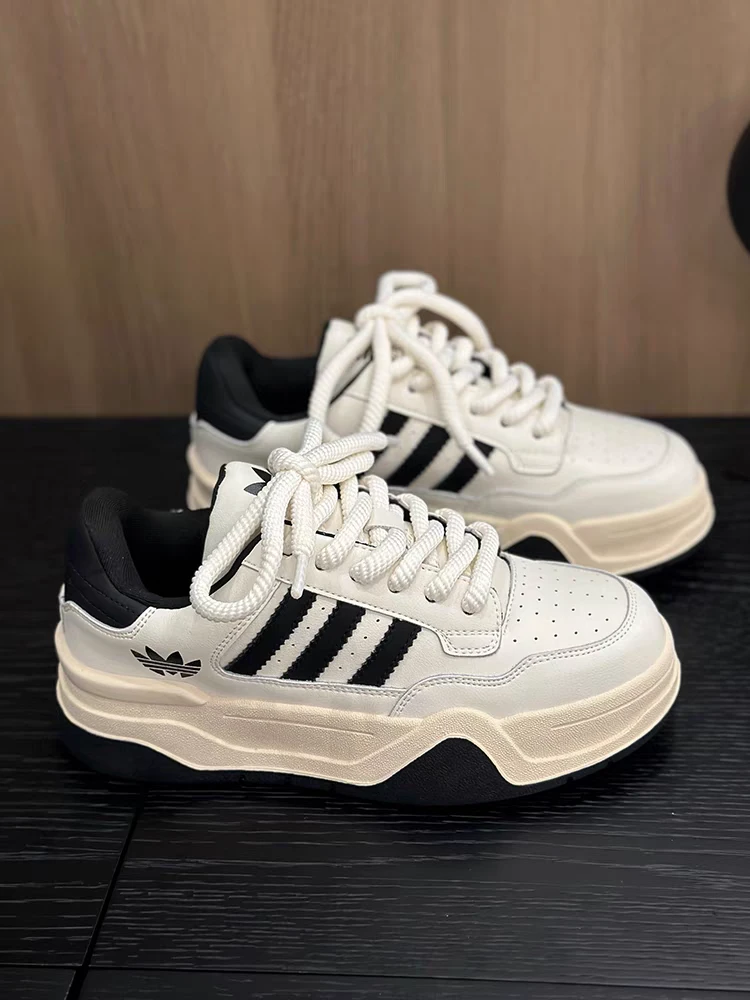 真皮小白鞋女2024春季新款韩版百搭厚底增高运动休闲板鞋