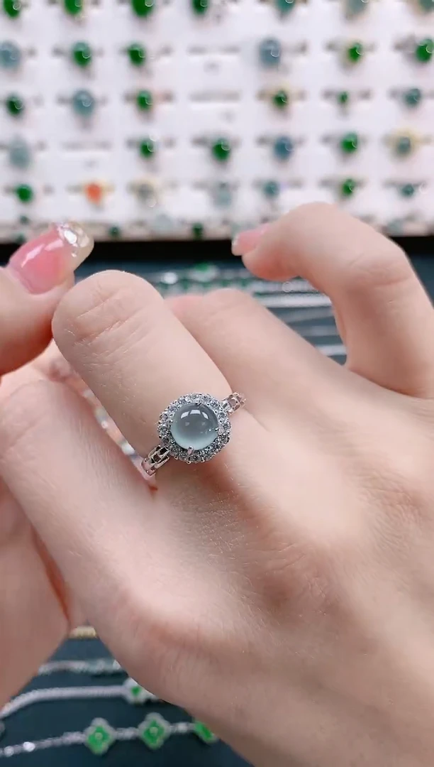 【闪购商品】翡翠戒指银S925镶嵌天然翡翠